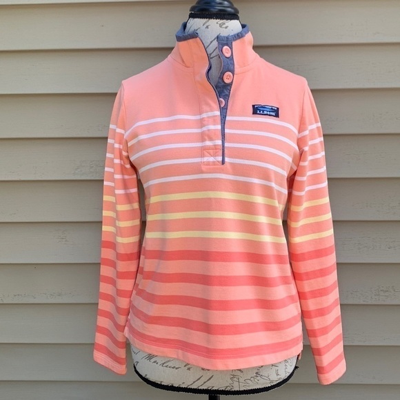 L.L. Bean Women's Soft Cotton Rugby Stripe Pullover - Picture 1 of 13